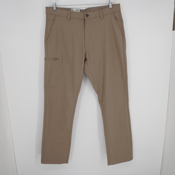 Copper & Oak Other - Copper & Oak Mens Tech Pants Sz 36 x 34 Tan Stretch Performance Zip Cargo Pocket